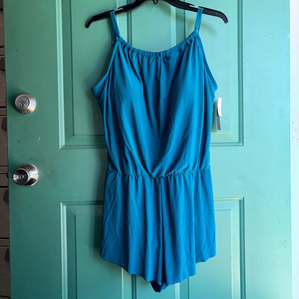 aqua green teal Swim Romper  brand new!
